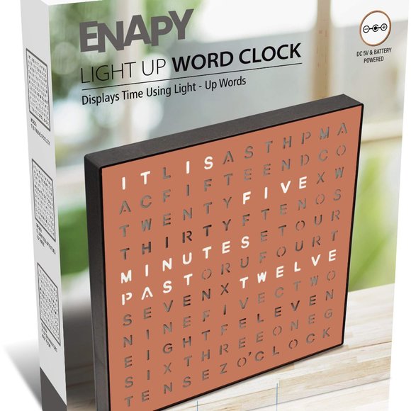 LED Word Desk Clock - LED Text Display - Powered by USB Cable -7.8" X 7.8" X 2" - Picture 3 of 9